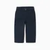 Slim twill chino trousers with pockets for baby boys, dark blue