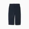 Slim twill chino trousers with pockets for baby boys, dark blue