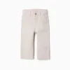 Slim twill chino trousers with pockets for baby boys, light beige
