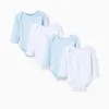 Pack of 4 cotton bodysuits for newborn and baby boys, blue/white