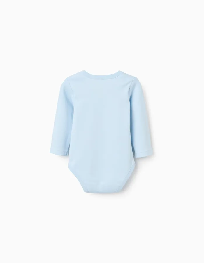 Pack of 4 cotton bodysuits for newborn and baby boys, blue/white