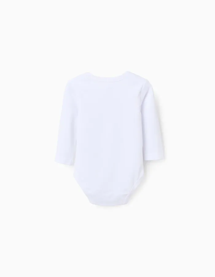 Pack of 4 bodysuits with lap shoulders for newborns and babies, white