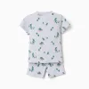 Ribbed cotton pyjamas with alligator motif for baby boys, light grey