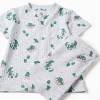 Ribbed cotton pyjamas with alligator motif for baby boys, light grey
