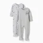 2 cotton babygrows with car prints for newborn and baby boys, green/grey