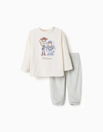 Velvet pyjamas with Toy Story for newborn and baby boys, beige/green