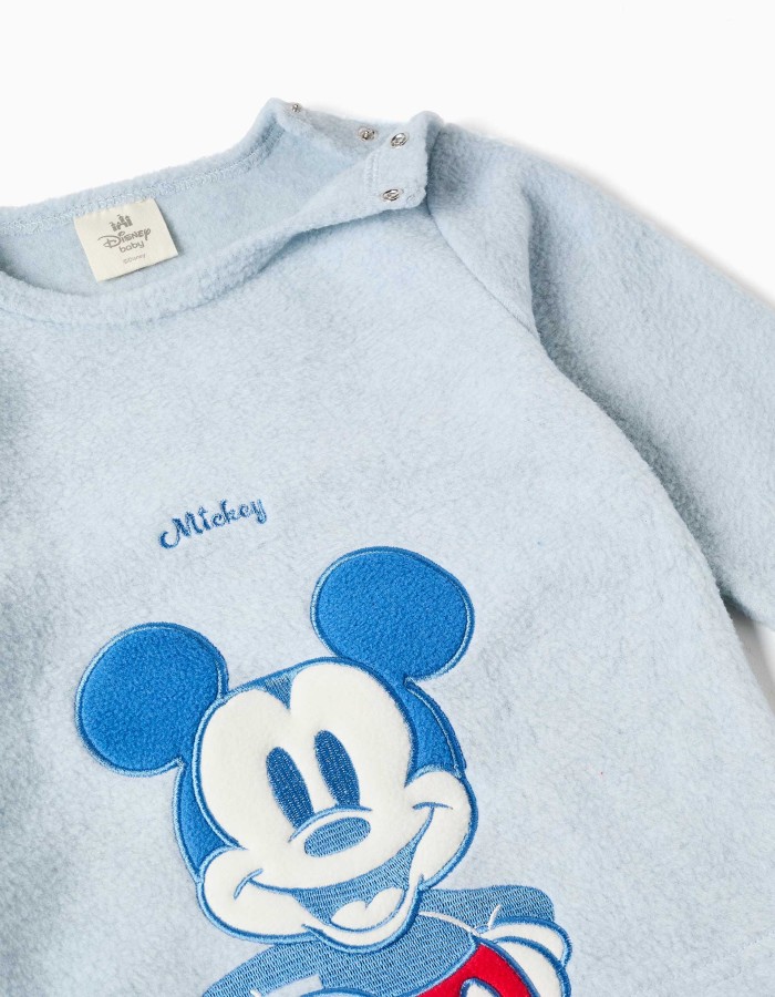 Polar fleece pyjamas with Mickey for newborn and baby boys, blue