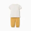 Short sleeve pyjamas with racing car print for baby boys, white/yellow