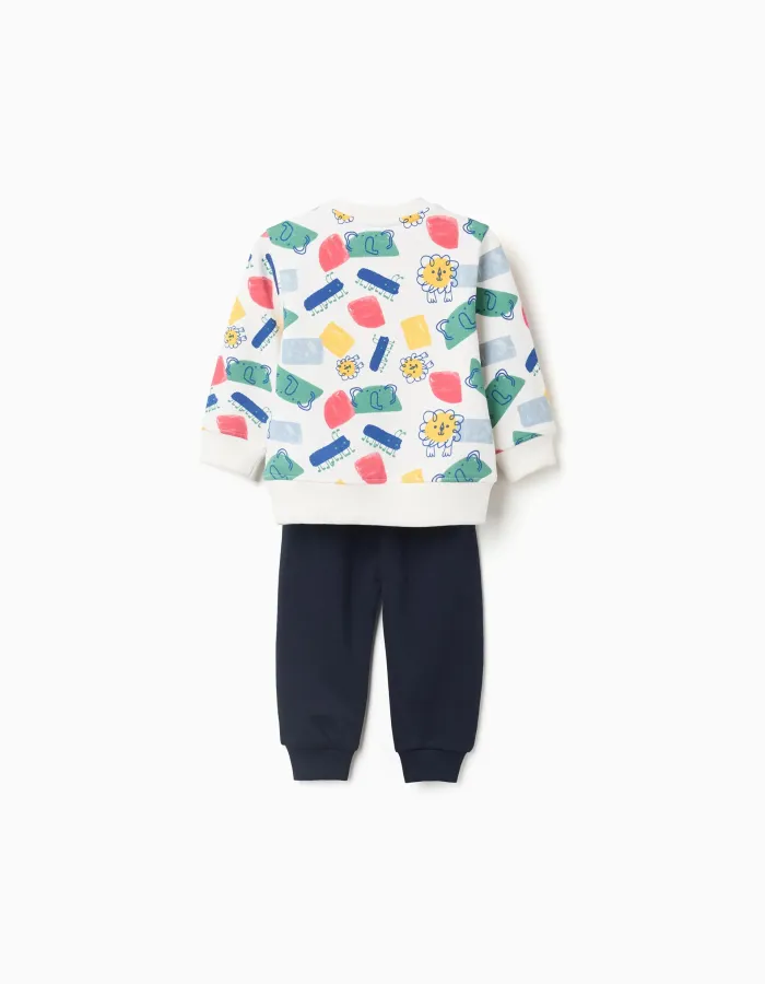 Sweatshirt with motif + joggers for baby boys, multicolour