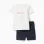 Cotton T-shirt with print + shorts for baby boys, white/dark blue