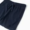 Cotton T-shirt with print + shorts for baby boys, white/dark blue