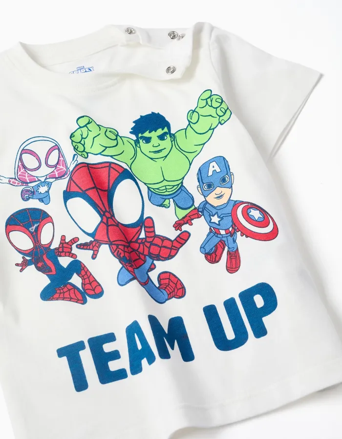 Spidey & Friends Toddler & Boys' T-Shirt + Shorts, White/Blue
