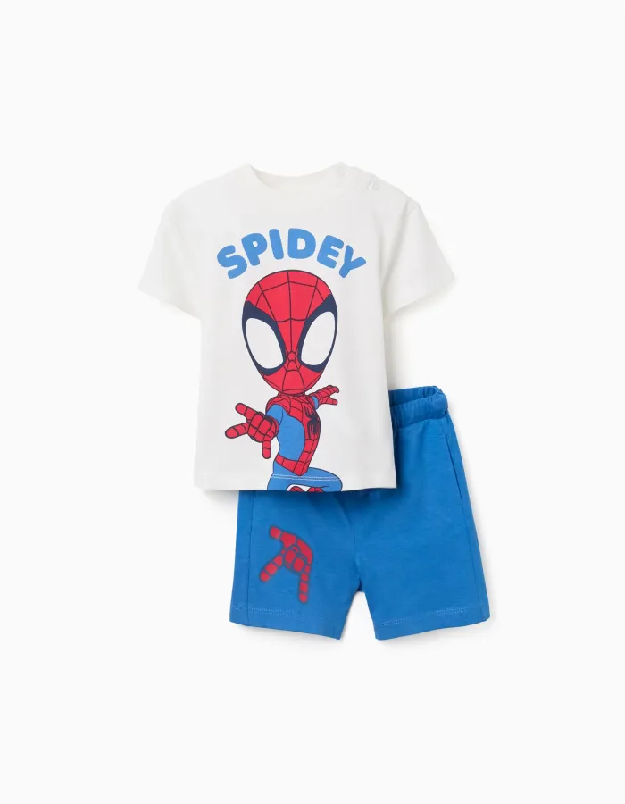 Toddler & Boys' Spidey Print T-Shirt + Shorts, White/Blue