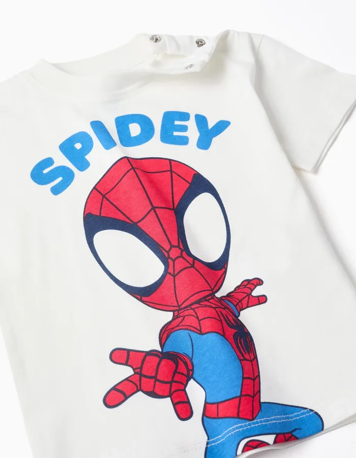 Toddler & Boys' Spidey Print T-Shirt + Shorts, White/Blue