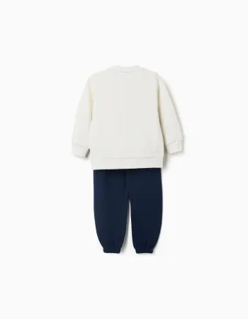 Cotton jogging set with Bluey print for babies and children, white/blue