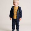 3-piece brushed jogging set for baby boys, navy blue/yellow