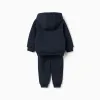 3-piece brushed jogging set for baby boys, navy blue/yellow