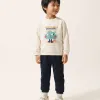 Brushed jogging set with Dreamers print for baby boys, white/navy blue