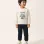 Brushed jogging set with Dreamers print for baby boys, white/navy blue