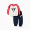 Brushed jogging set with Mickey for babies and boys, red/white/blue