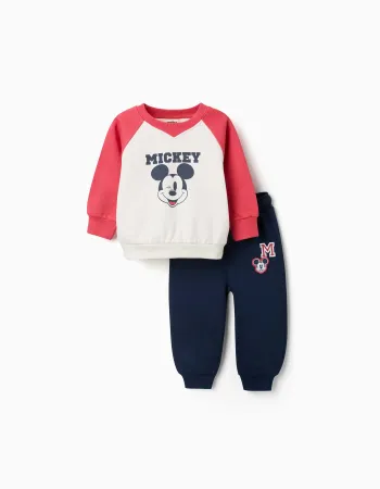 Brushed jogging set with Mickey for babies and boys, red/white/blue