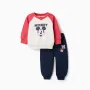 Brushed jogging set with Mickey for babies and boys, red/white/blue