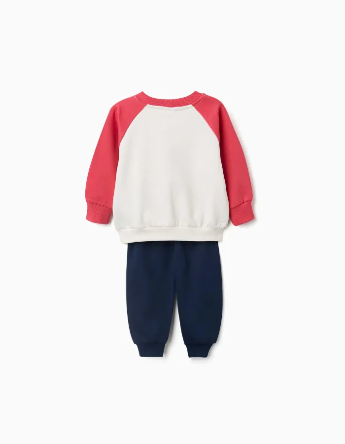 Brushed jogging set with Mickey for babies and boys, red/white/blue