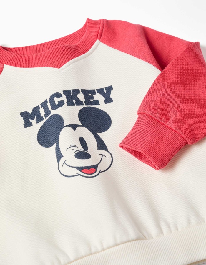 Brushed jogging set with Mickey for babies and boys, red/white/blue