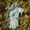 Cotton shirt and shorts set for newborn and baby boys, light green