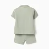 Cotton shirt and shorts set for newborn and baby boys, light green
