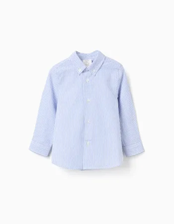 Striped Oxford Shirt for Baby Boys, White/Blue