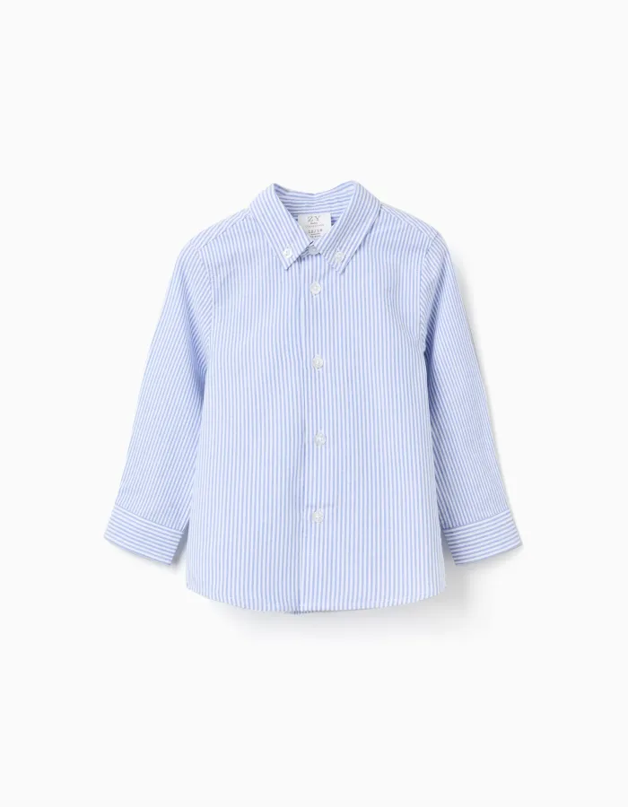 Striped Oxford Shirt for Baby Boys, White/Blue