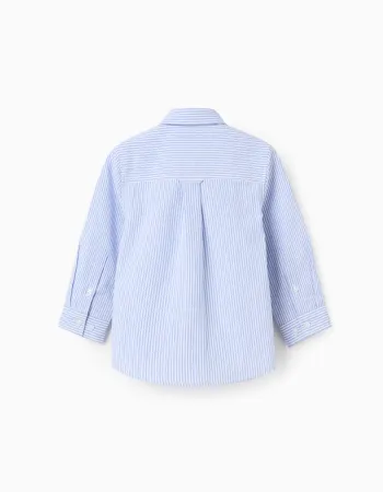 Striped Oxford Shirt for Baby Boys, White/Blue