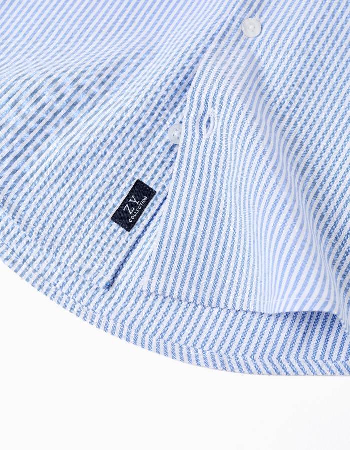 Striped Oxford Shirt for Baby Boys, White/Blue