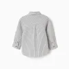 Long sleeve cotton shirt with stripes B&S for baby boys, white/grey
