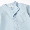 Linen and cotton short sleeve shirt with pocket for baby boys, light blue