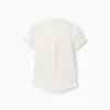 Linen and cotton short sleeve shirt with pocket for baby boys, white