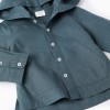 Long sleeve shirt in linen and cotton with hood for baby boys, blue-grey