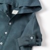 Long sleeve shirt in linen and cotton with hood for baby boys, blue-grey