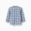 Cotton checked shirt with roll-up sleeves B&S for baby boys, blue