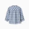 Cotton checked shirt with roll-up sleeves B&S for baby boys, blue