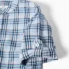 Cotton checked shirt with roll-up sleeves B&S for baby boys, blue