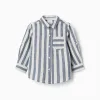 Striped cotton and linen shirt You&Me for baby boys, white/blue