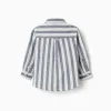 Striped cotton and linen shirt You&Me for baby boys, white/blue