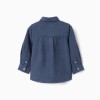 Shirt in linen with roll-up sleeves You&Me for baby boys, blue