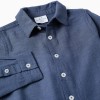 Shirt in linen with roll-up sleeves You&Me for baby boys, blue