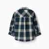 Long sleeve checked cotton shirt B&S for baby boys, blue/green/beige