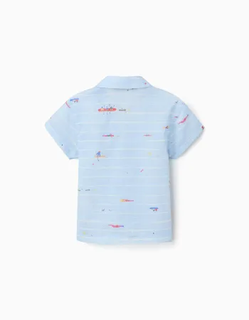 Cotton shirt with print Carolina Celas x Zippy for baby boys, light blue
