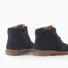 Suede brogue boots with laces for baby boys, dark blue