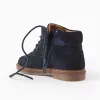 Suede brogue boots with laces for baby boys, dark blue